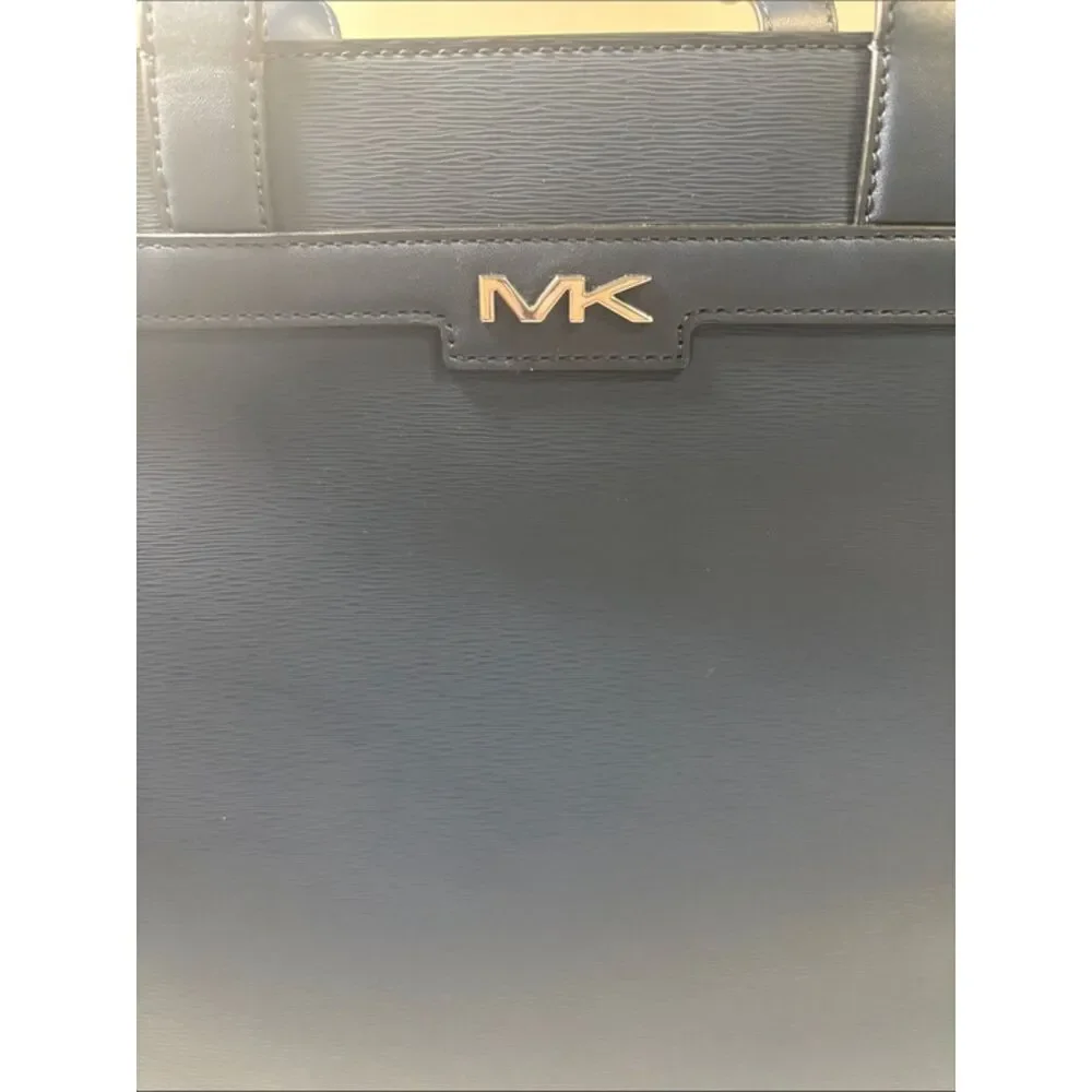 Michael Kors Cooper Tall Utility Tote Navy Leather Laptop Work Bag NWOT Mens